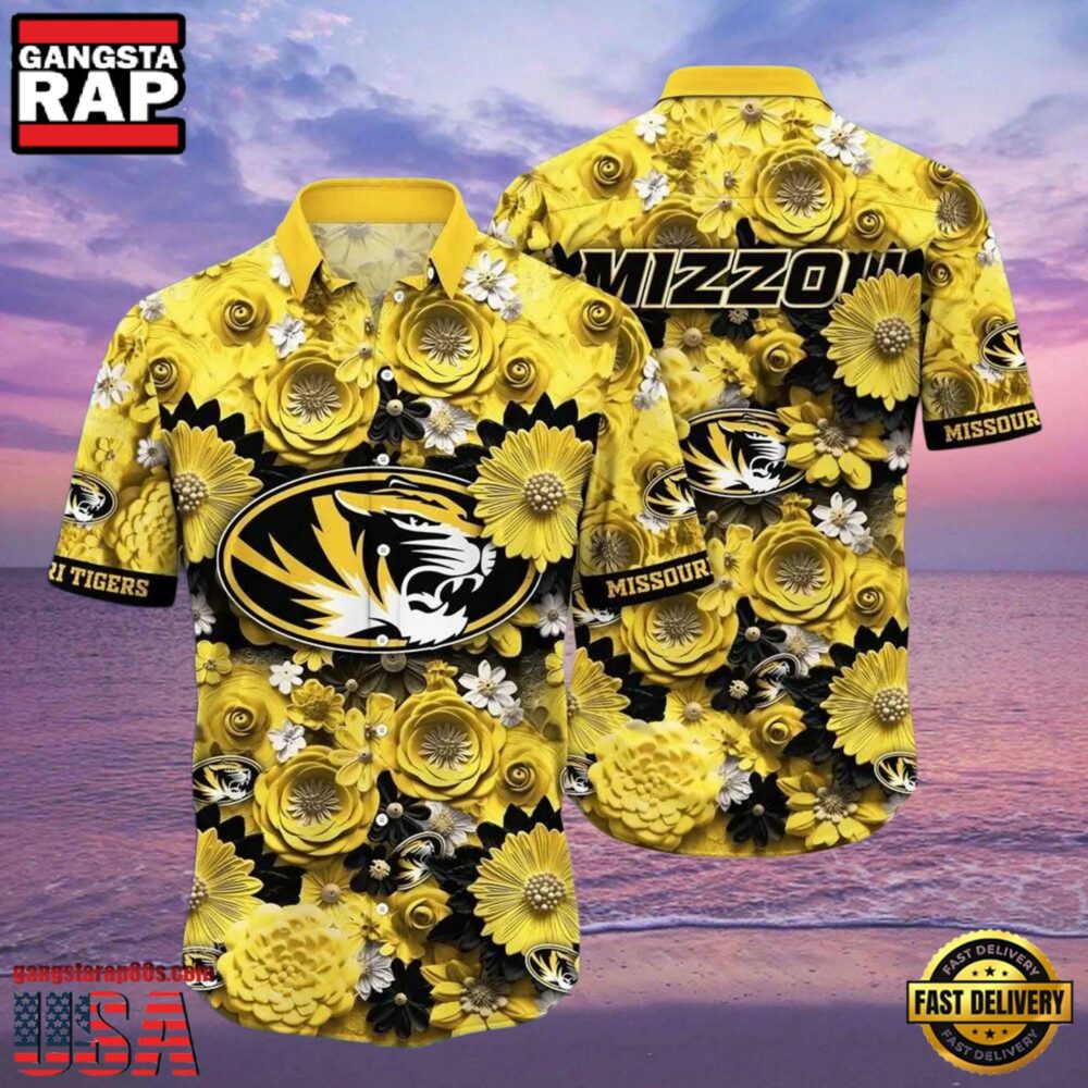 Missouri Tigers Flower NCAA Hawaiian Shirt Outfit 3D Shirt, Missouri Tigers Gifts Missouri Tigers Flower NCAA Hawaiian Shirt Outfit 3D Shirt, Missouri Tigers Gifts