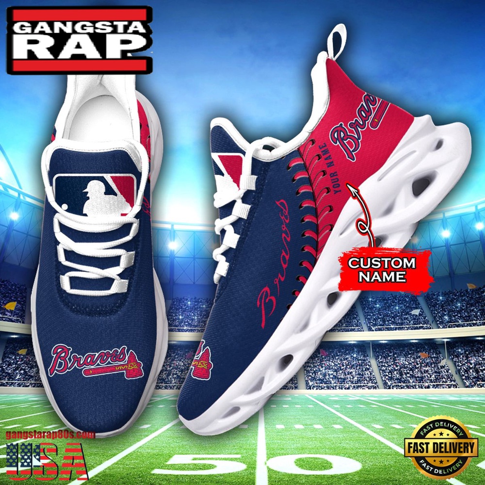 MLB Atlanta Braves Unique Design Custom Name Max Soul Shoes Running Sneakers MLB Atlanta Braves Unique Design Custom Name Max Soul Shoes Running Sneakers