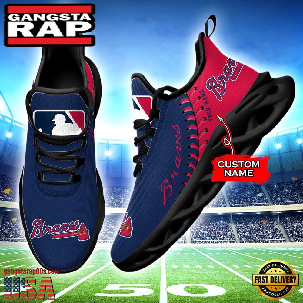 MLB Atlanta Braves Unique Design Custom Name Max Soul Shoes Running Sneakers MLB Atlanta Braves Unique Design Custom Name Max Soul Shoes Running Sneakers