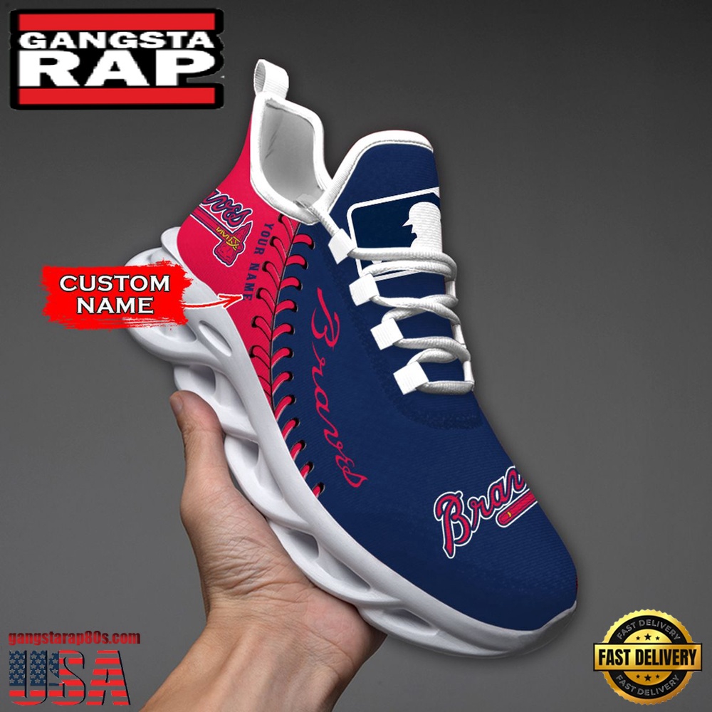 MLB Atlanta Braves Unique Design Custom Name Max Soul Shoes Running Sneakers MLB Atlanta Braves Unique Design Custom Name Max Soul Shoes Running Sneakers