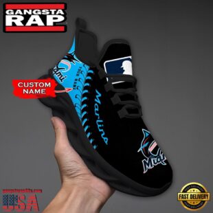 MLB Miami Marlins Unique Design Custom Name Max Soul Shoes Running Sneakers