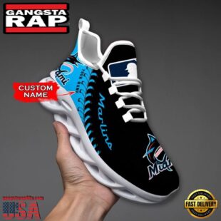 MLB Miami Marlins Unique Design Custom Name Max Soul Shoes Running Sneakers