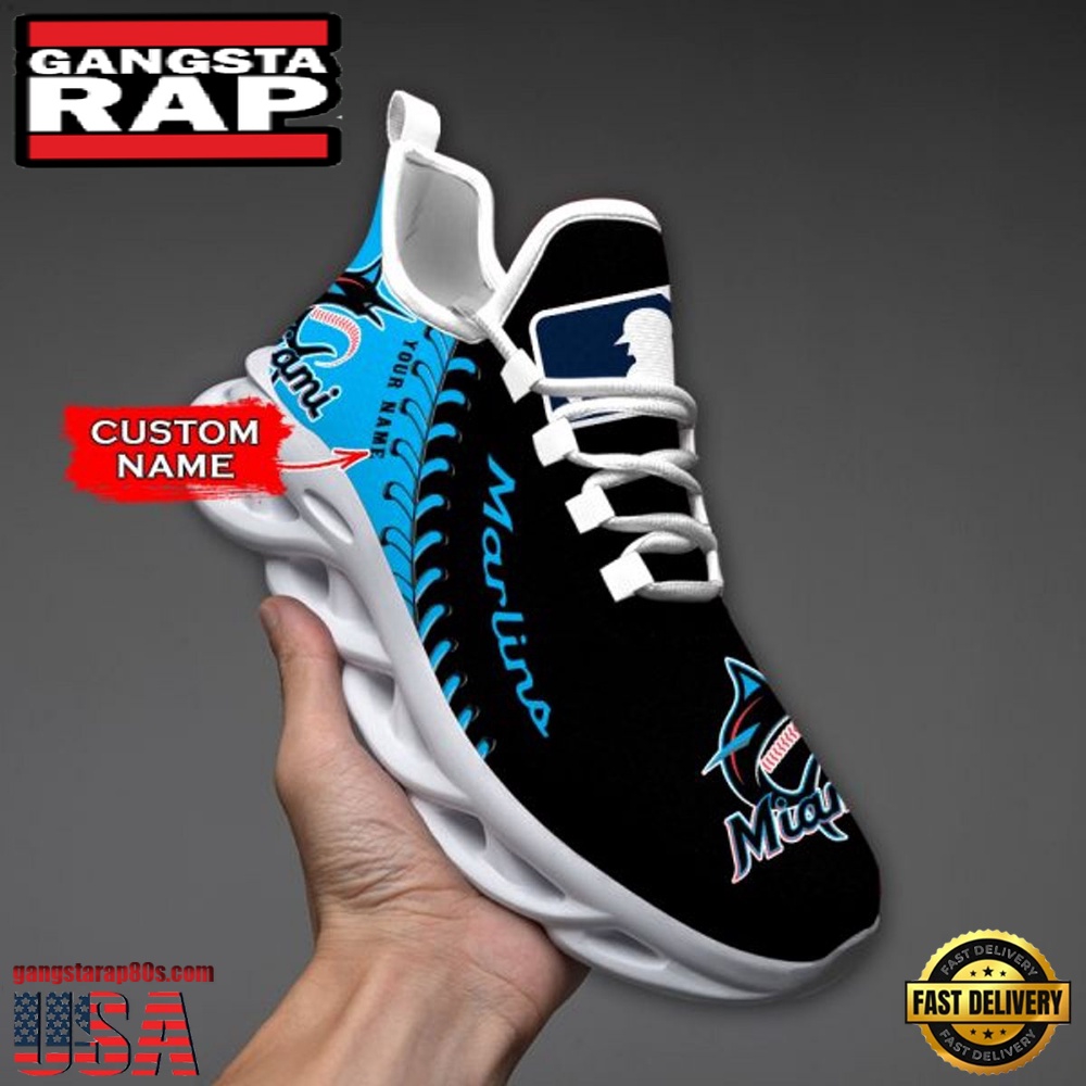 MLB Miami Marlins Unique Design Custom Name Max Soul Shoes Running Sneakers MLB Miami Marlins Unique Design Custom Name Max Soul Shoes Running Sneakers