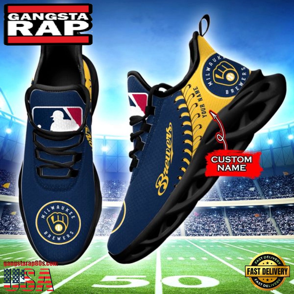 MLB Milwaukee Brewers Unique Design Custom Name Max Soul Shoes Running Sneakers MLB Milwaukee Brewers Unique Design Custom Name Max Soul Shoes Running Sneakers