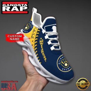 MLB Milwaukee Brewers Unique Design Custom Name Max Soul Shoes Running Sneakers