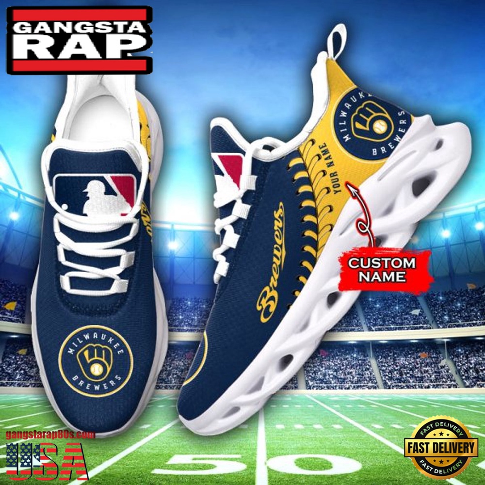 MLB Milwaukee Brewers Unique Design Custom Name Max Soul Shoes Running Sneakers MLB Milwaukee Brewers Unique Design Custom Name Max Soul Shoes Running Sneakers
