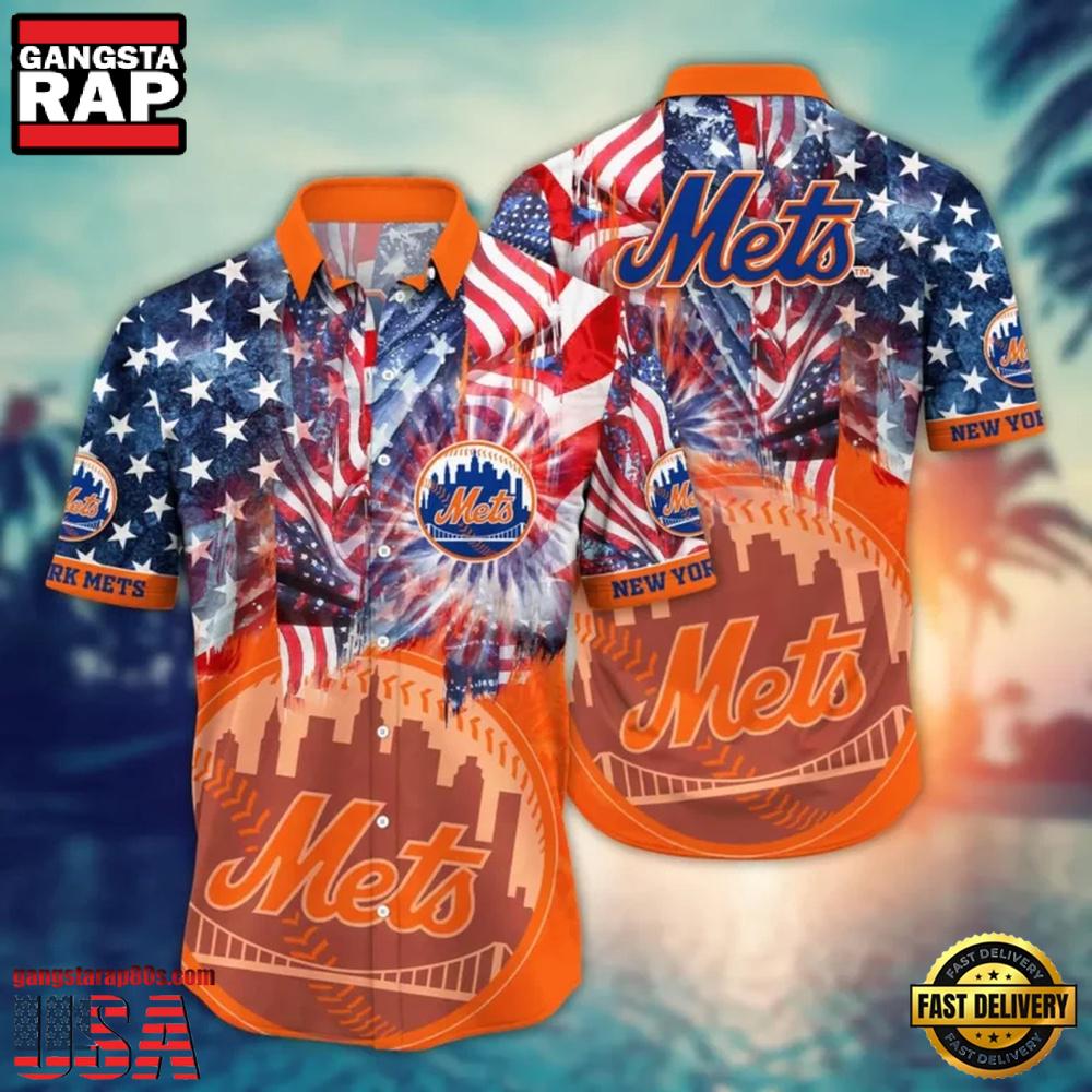 MLB New York Mets American Flag Fireworks Hawaiian Shirt For Men Women MLB New York Mets American Flag Fireworks Hawaiian Shirt For Men Women