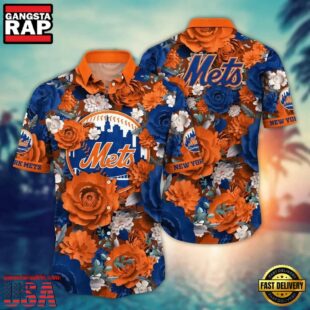 MLB New York Mets Flower Aloha Baseball Hawaiian Shirts