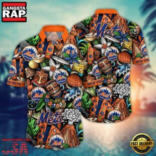 MLB New York Mets Flower Palm Tree Hot Hawaiian Shirts