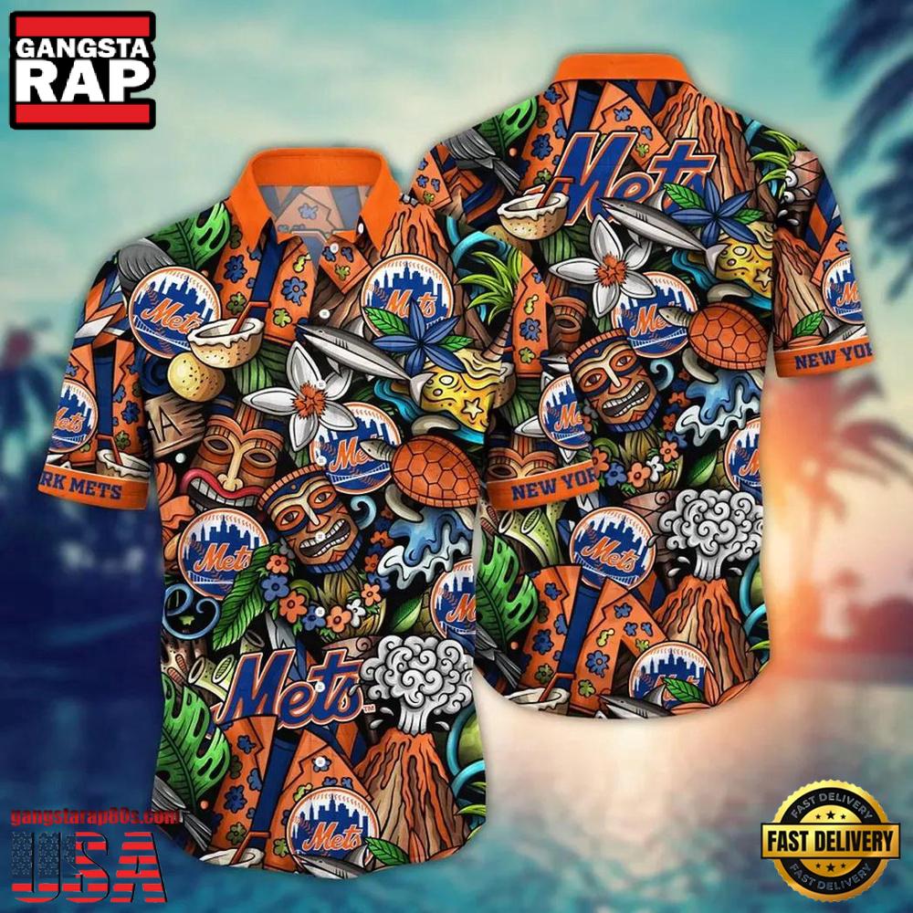 MLB New York Mets Flower Palm Tree Hot Hawaiian Shirts For Men Women MLB New York Mets Flower Palm Tree Hot Hawaiian Shirts For Men Women
