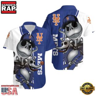 MLB New York Mets Jack Skellington And Zero Hawaiian Shirt