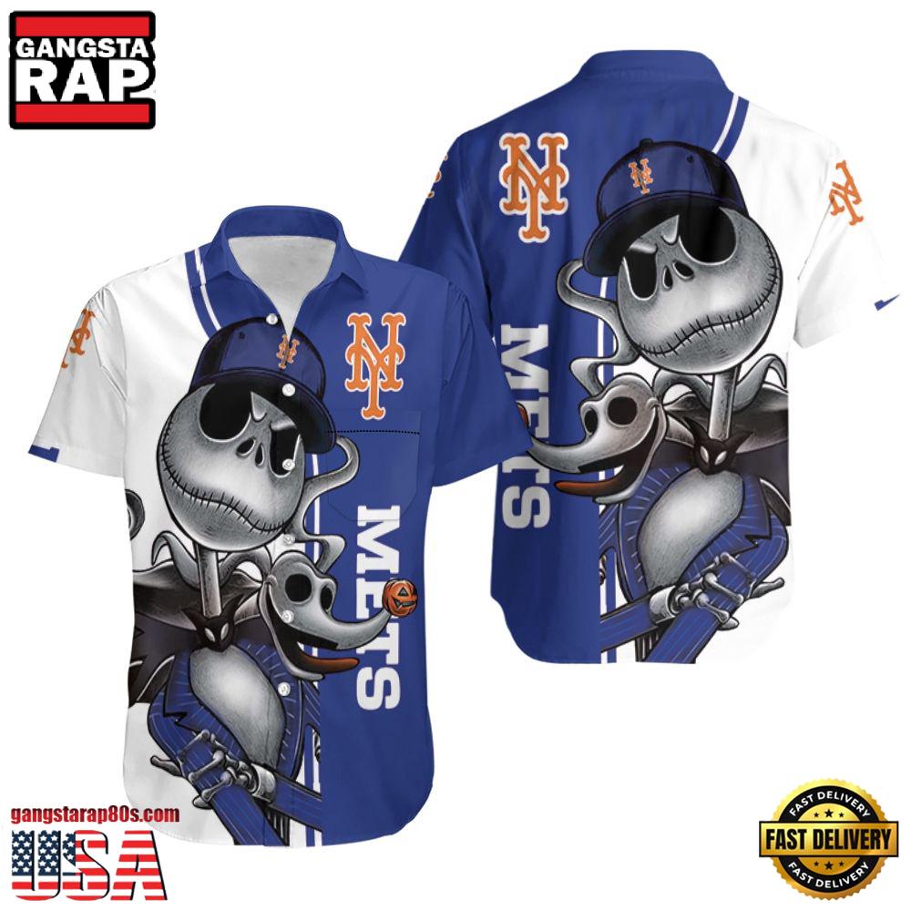 MLB New York Mets Jack Skellington And Zero Hawaiian Shirt For Men Women MLB New York Mets Jack Skellington And Zero Hawaiian Shirt For Men Women