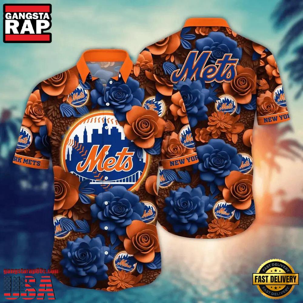 MLB New York Mets Summer Flower Hawaiian Shirts Design For Men Women MLB New York Mets Summer Flower Hawaiian Shirts Design For Men Women