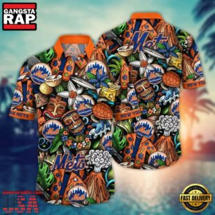 MLB New York Mets Tropic Teal Hawaiian Shirt