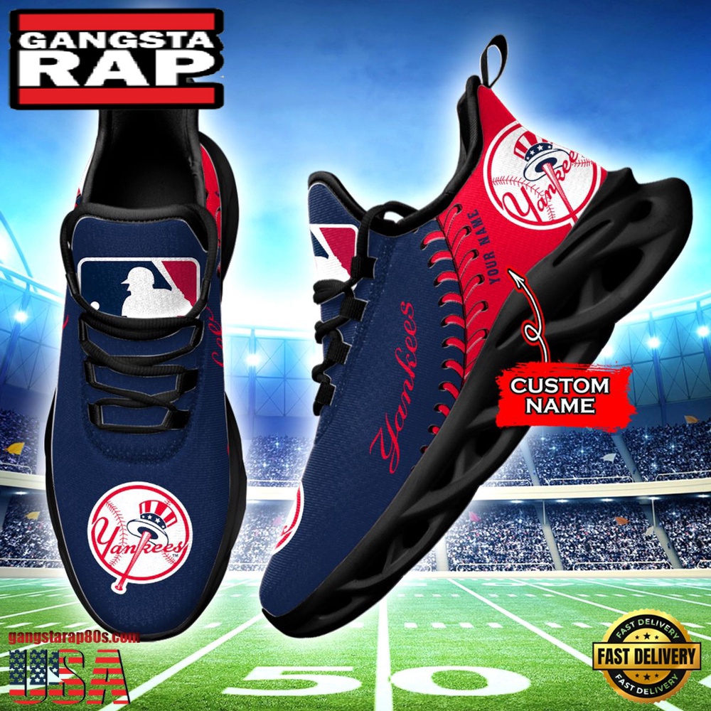 MLB New York Yankees Unique Design Custom Name Max Soul Shoes Running Sneakers MLB New York Yankees Unique Design Custom Name Max Soul Shoes Running Sneakers