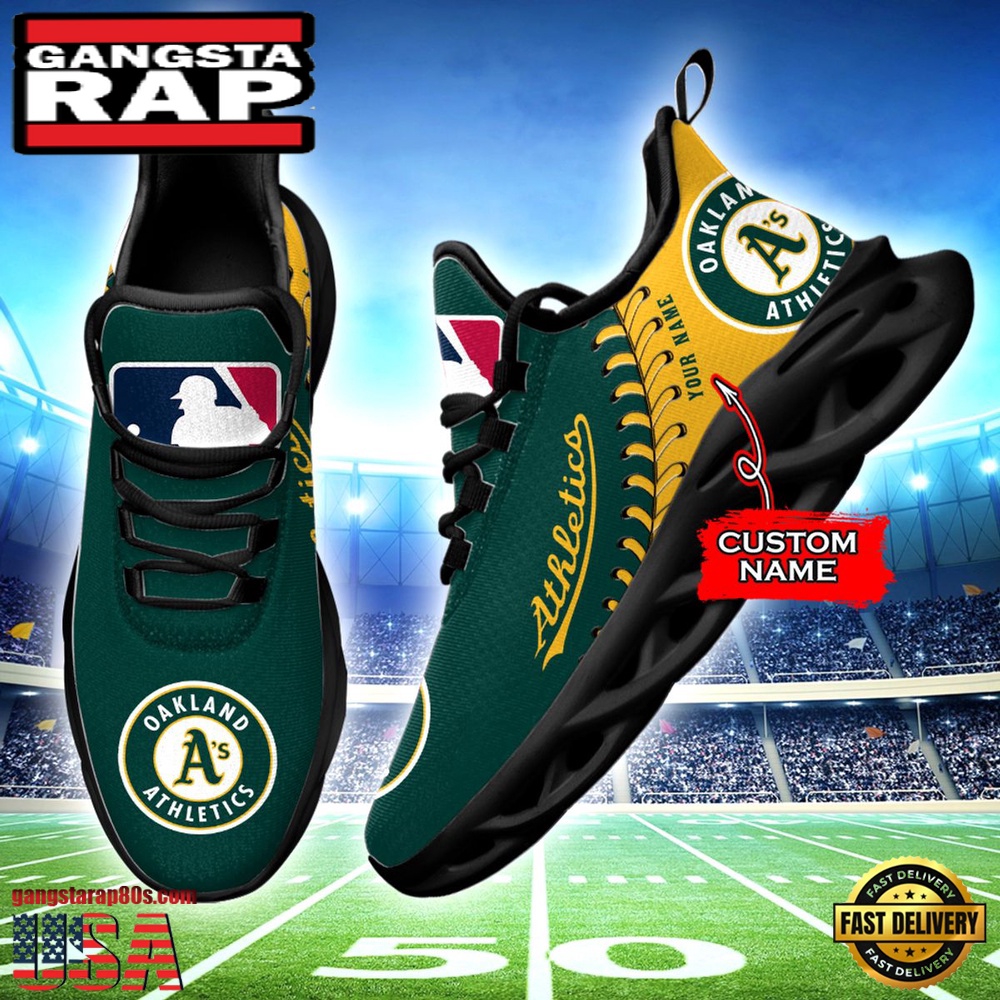 MLB Oakland Athletics Unique Design Custom Name Max Soul Shoes Running Sneakers MLB Oakland Athletics Unique Design Custom Name Max Soul Shoes Running Sneakers