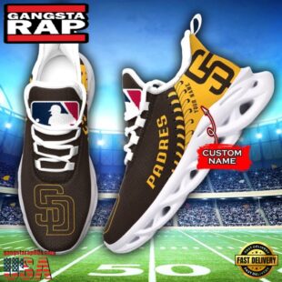 MLB San Diego Padres Unique Design Custom Name Max Soul Shoes Running Sneakers