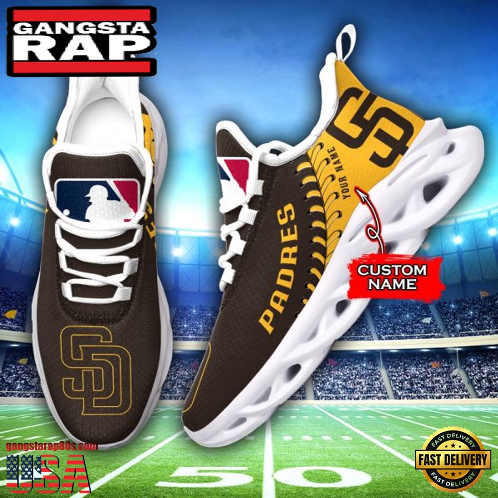 MLB San Diego Padres Unique Design Custom Name Max Soul Shoes Running Sneakers MLB San Diego Padres Unique Design Custom Name Max Soul Shoes Running Sneakers