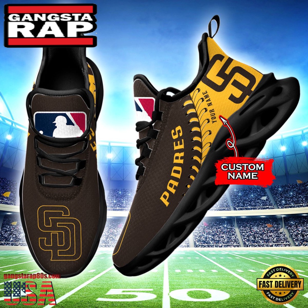 MLB San Diego Padres Unique Design Custom Name Max Soul Shoes Running Sneakers MLB San Diego Padres Unique Design Custom Name Max Soul Shoes Running Sneakers