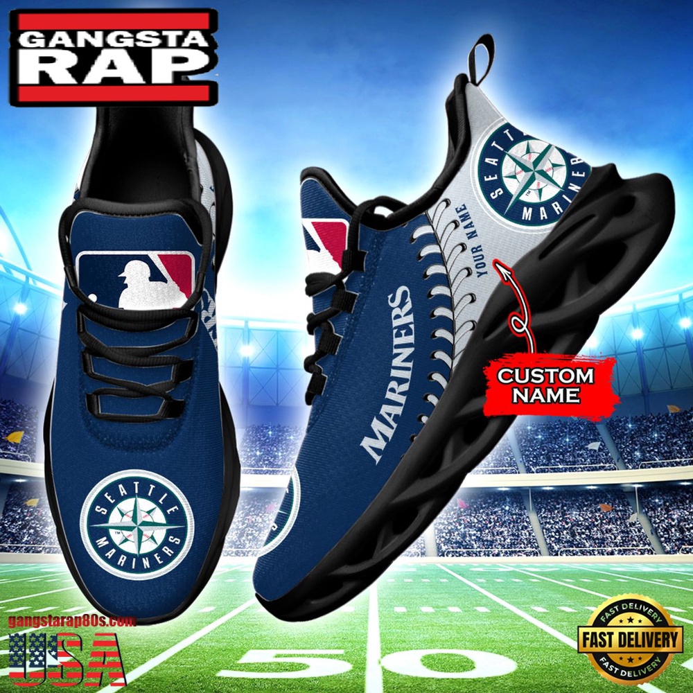 MLB Seattle Mariners Unique Design Custom Name Max Soul Shoes Running Sneakers MLB Seattle Mariners Unique Design Custom Name Max Soul Shoes Running Sneakers
