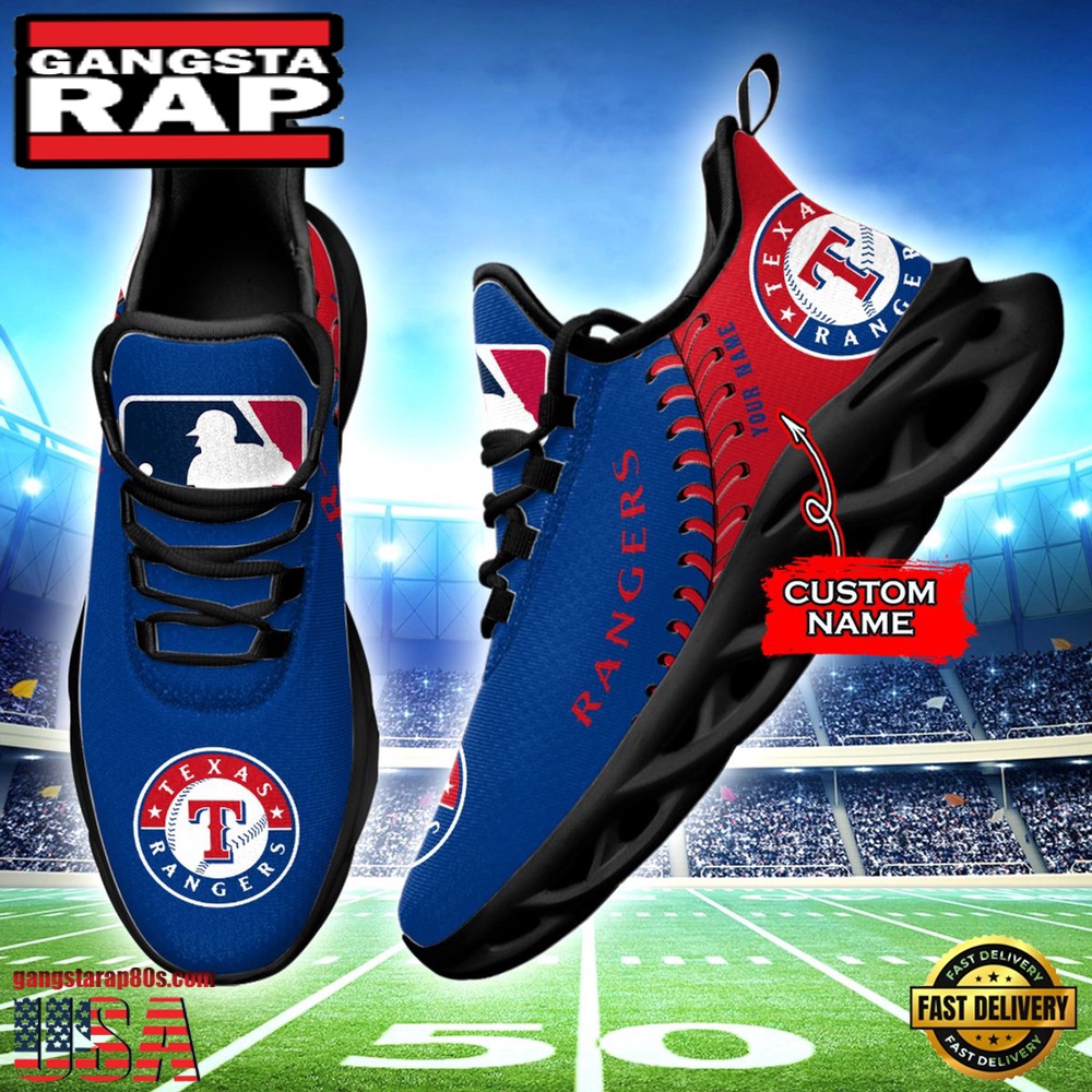 MLB Texas Rangers Unique Design Custom Name Max Soul Shoes Running Sneakers MLB Texas Rangers Unique Design Custom Name Max Soul Shoes Running Sneakers