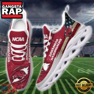 NCAA America Flag Arkansas Razorbacks Unique Design Max Soul Shoes Running Sneakers