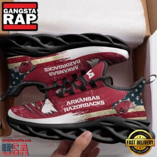 NCAA America Flag Arkansas Razorbacks Unique Design Max Soul Shoes Running Sneakers