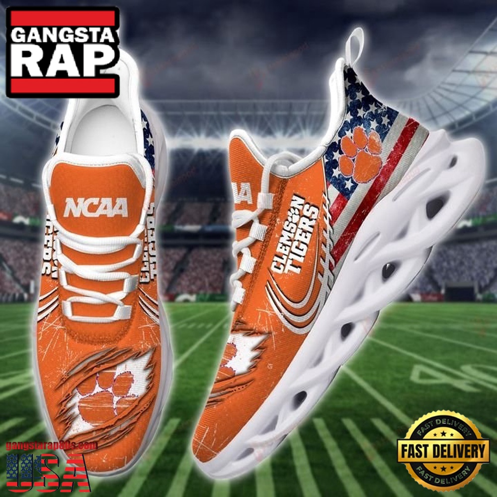 NCAA America Flag Clemson Tigers Unique Design Max Soul Shoes Running Sneakers NCAA America Flag Clemson Tigers Unique Design Max Soul Shoes Running Sneakers