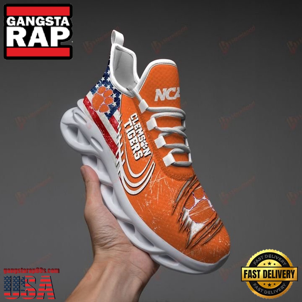 NCAA America Flag Clemson Tigers Unique Design Max Soul Shoes Running Sneakers NCAA America Flag Clemson Tigers Unique Design Max Soul Shoes Running Sneakers
