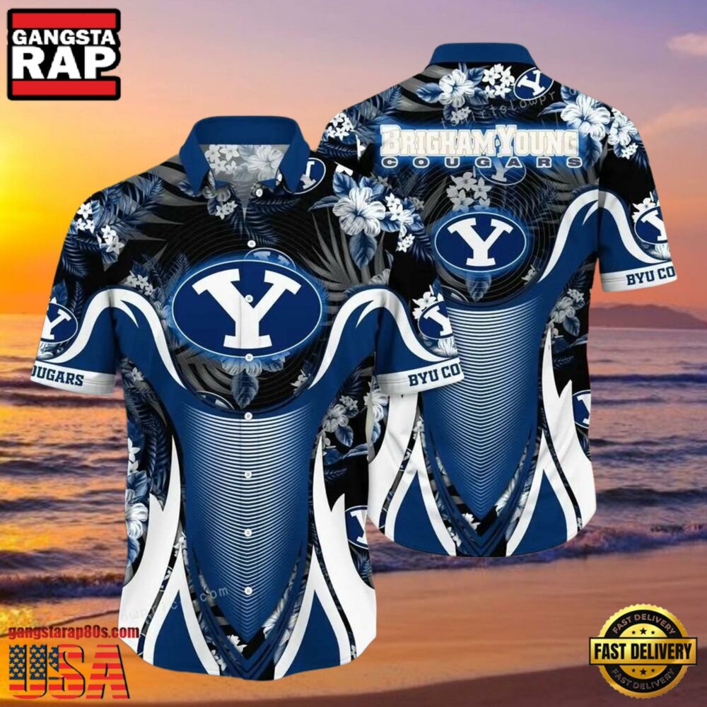 NCAA Byu Cougars Flower Hawaiian Shirt 3D Shirt, Byu Cougars Holiday Gifts NCAA Byu Cougars Flower Hawaiian Shirt 3D Shirt, Byu Cougars Holiday Gifts