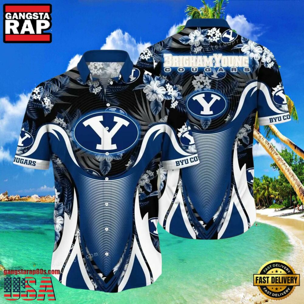 NCAA Byu Cougars Flower Hawaiian Shirt 3D Shirt, Byu Cougars Holiday Gifts NCAA Byu Cougars Flower Hawaiian Shirt 3D Shirt, Byu Cougars Holiday Gifts