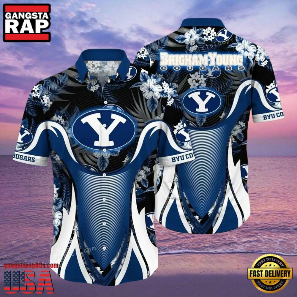 NCAA Byu Cougars Flower Hawaiian Shirt 3D Shirt, Byu Cougars Holiday Gifts NCAA Byu Cougars Flower Hawaiian Shirt 3D Shirt, Byu Cougars Holiday Gifts