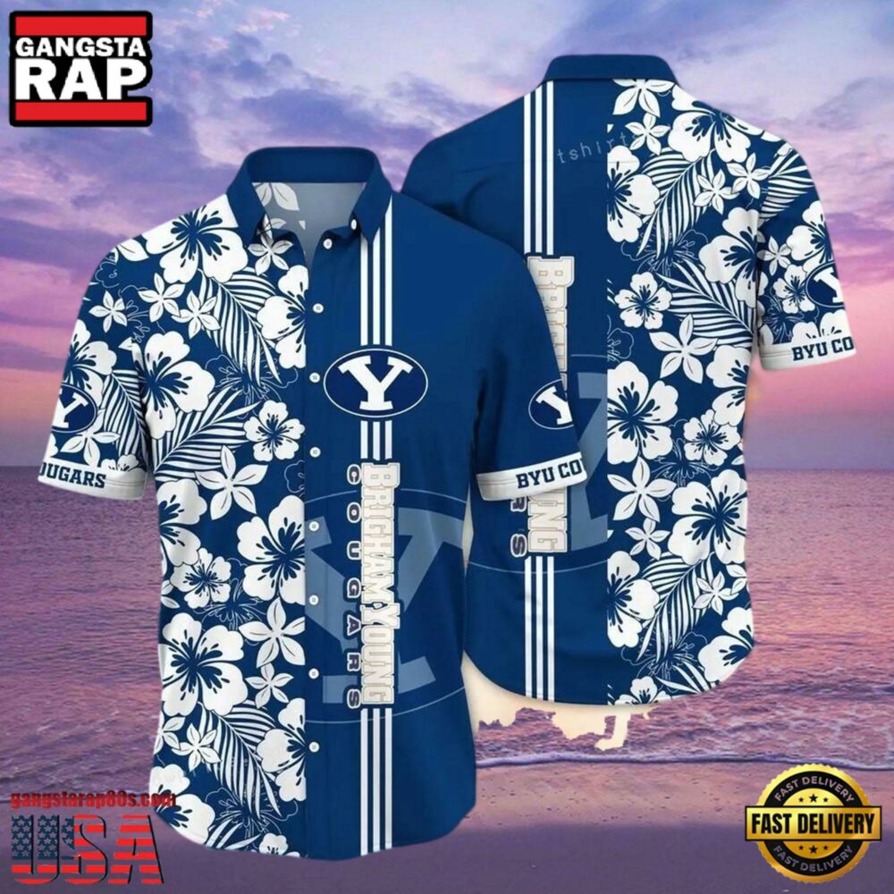 NCAA Byu Cougars Flower Hawaiian Shirt Outfit 3D Shirt, Unique Byu Cougars Gifts NCAA Byu Cougars Flower Hawaiian Shirt Outfit 3D Shirt, Unique Byu Cougars Gifts