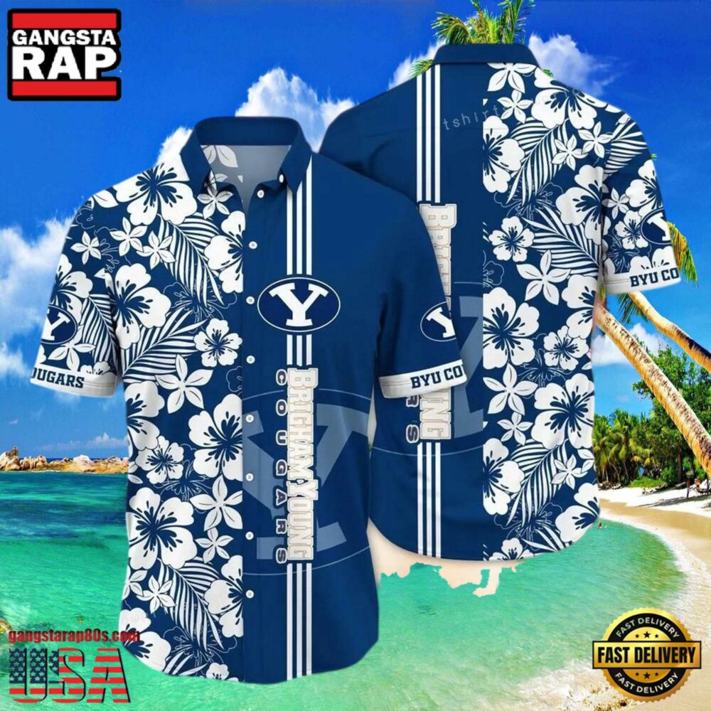 NCAA Byu Cougars Flower Hawaiian Shirt Outfit 3D Shirt, Unique Byu Cougars Gifts NCAA Byu Cougars Flower Hawaiian Shirt Outfit 3D Shirt, Unique Byu Cougars Gifts
