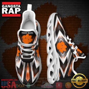 NCAA Clemson Tigers Football Team Custom Name Clunky Unique Design Max Soul Shoes Running Sneakers