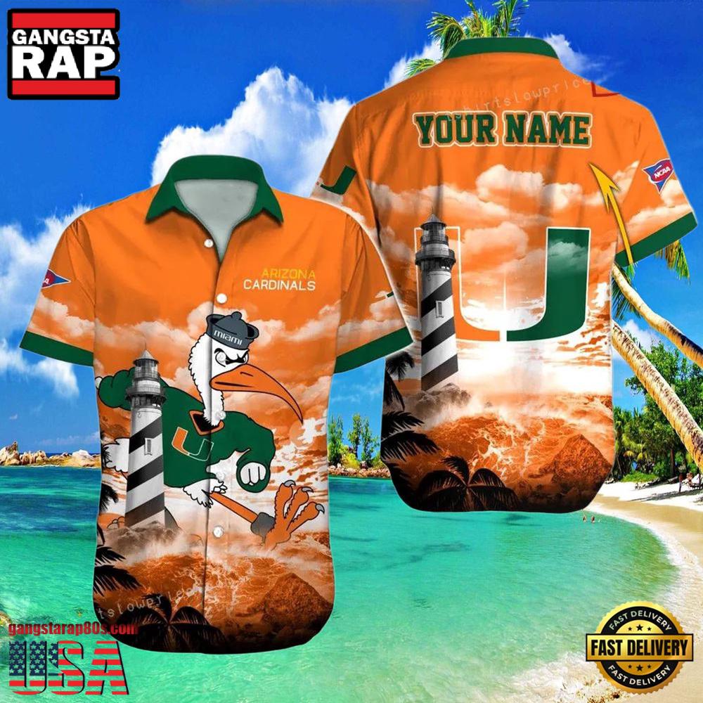 NCAA Custom Miami Hurricanes Style Hot Trending Summer Aloha Hawaiian Shirt Outfit NCAA Custom Miami Hurricanes Style Hot Trending Summer Aloha Hawaiian Shirt Outfit