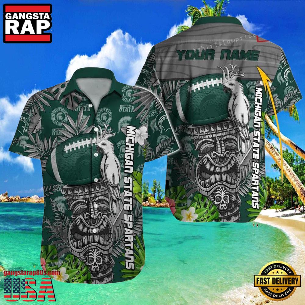 NCAA Custom Michigan State Spartans Style Hot Trending Summer Aloha Hawaiian Shirt Outfit NCAA Custom Michigan State Spartans Style Hot Trending Summer Aloha Hawaiian Shirt Outfit