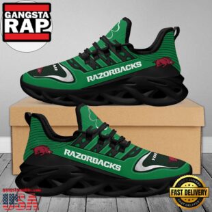 NCAA Custom Name Arkansas Razorbacks Saint Patrick'S Day Unique Design Max Soul Shoes Running Sneakers