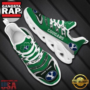 NCAA Custom Name Byu Cougars Saint Patrick'S Day Unique Design Max Soul Shoes Running Sneakers