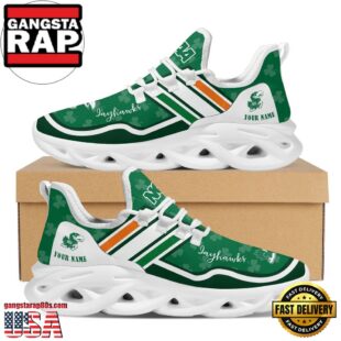 NCAA Custom Name Kansas Jayhawks Logo Saint Patrick'S Day Unique Design Max Soul Shoes Running Sneakers