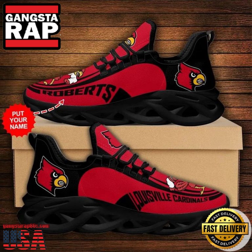 NCAA Custom Name Louisville Cardinals Sneaker Unique Design Max Soul Shoes Running Sneakers NCAA Custom Name Louisville Cardinals Sneaker Unique Design Max Soul Shoes Running Sneakers