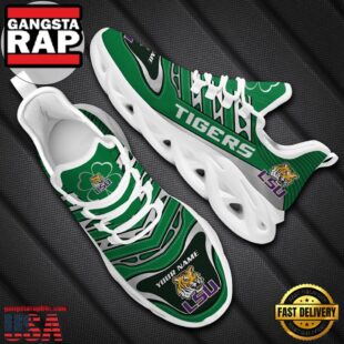NCAA Custom Name Lsu Tigers Saint Patrick'S Day Unique Design Max Soul Shoes Running Sneakers
