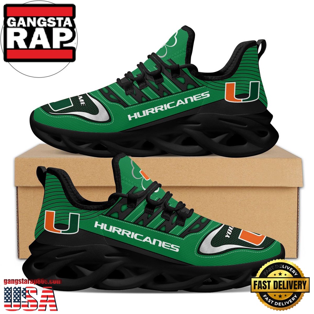 NCAA Custom Name Miami Hurricanes Saint Patrick'S Day Unique Design Max Soul Shoes Running Sneakers NCAA Custom Name Miami Hurricanes Saint Patrick'S Day Unique Design Max Soul Shoes Running Sneakers