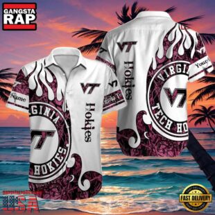 NCAA Custom Name Virginia Tech Hokies Hawaiian Shirt Button Up