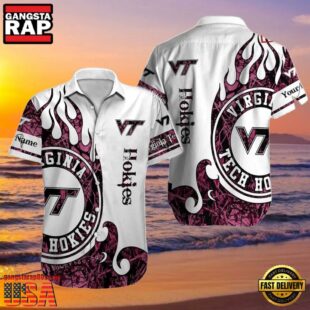 NCAA Custom Name Virginia Tech Hokies Hawaiian Shirt Button Up