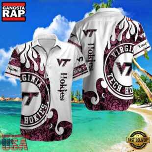 NCAA Custom Name Virginia Tech Hokies Hawaiian Shirt Button Up