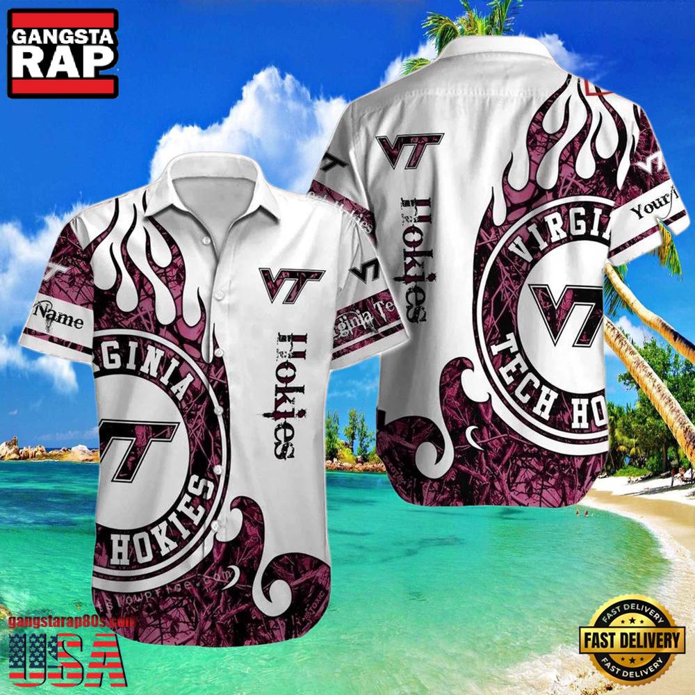 NCAA Custom Name Virginia Tech Hokies Hawaiian Shirt Button Up NCAA Custom Name Virginia Tech Hokies Hawaiian Shirt Button Up