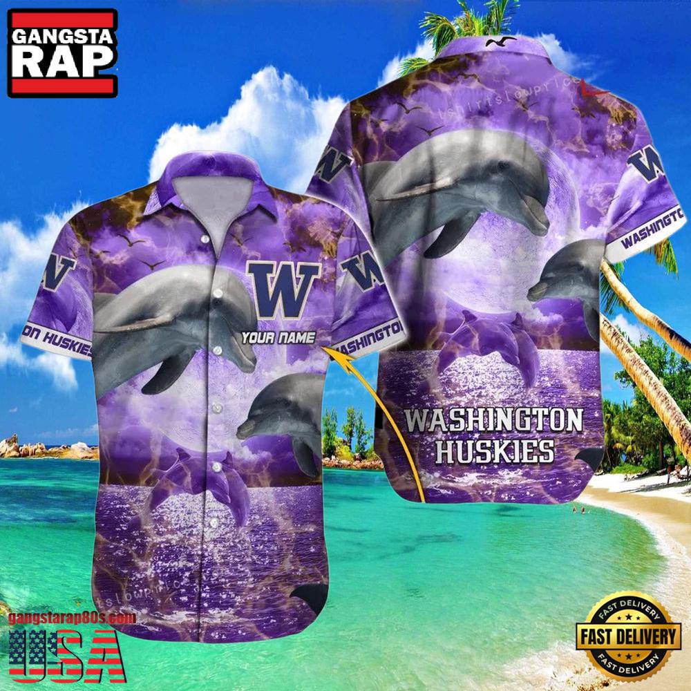 NCAA Custom Name Washington Huskies Hawaiian Shirt Cheap For Men Women NCAA Custom Name Washington Huskies Hawaiian Shirt Cheap For Men Women