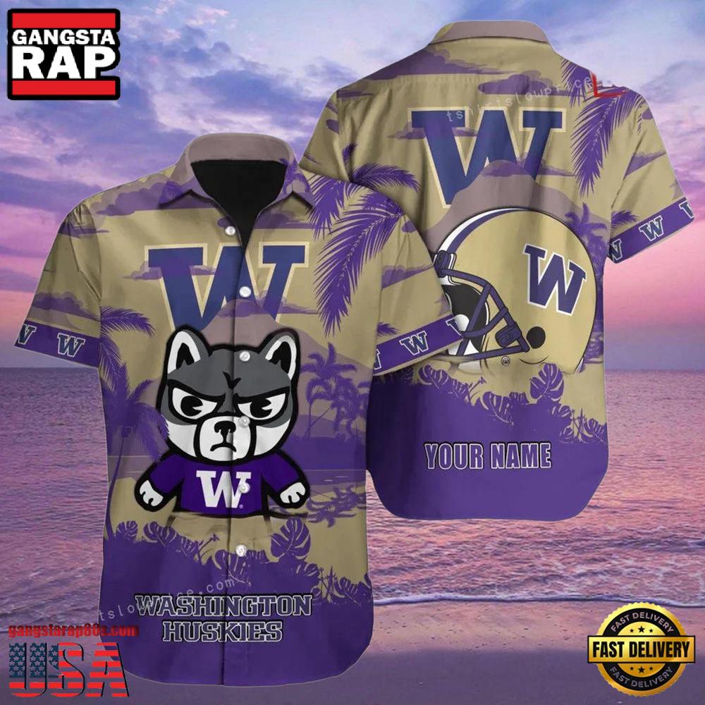 NCAA Custom Name Washington Huskies Hawaiian Shirt Man NCAA Custom Name Washington Huskies Hawaiian Shirt Man
