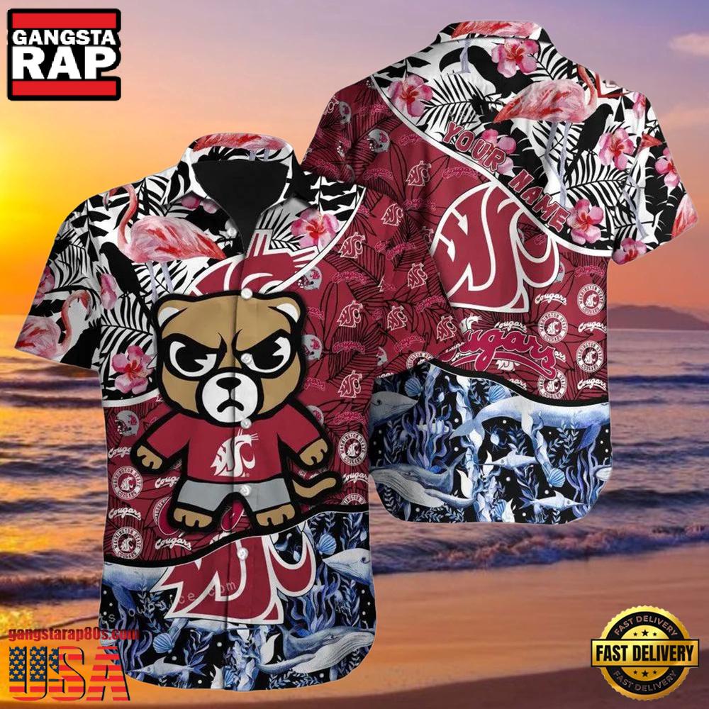 NCAA Custom Name Washington State Cougars Hawaiian Shirt Button Up Hawaiian Shirt NCAA Custom Name Washington State Cougars Hawaiian Shirt Button Up Hawaiian Shirt